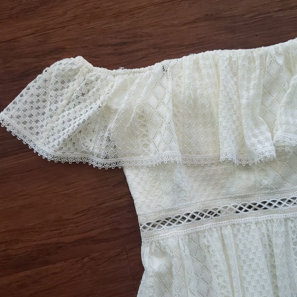 Jay Godfrey Cream Eyelet Feminine Lace Fairy Bride Cottagecore Maxi Dress Size 2 - Picture 4 of 10